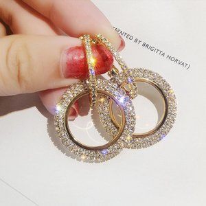 🆕 Circle Faux Diamond Dangle Drop Earrings